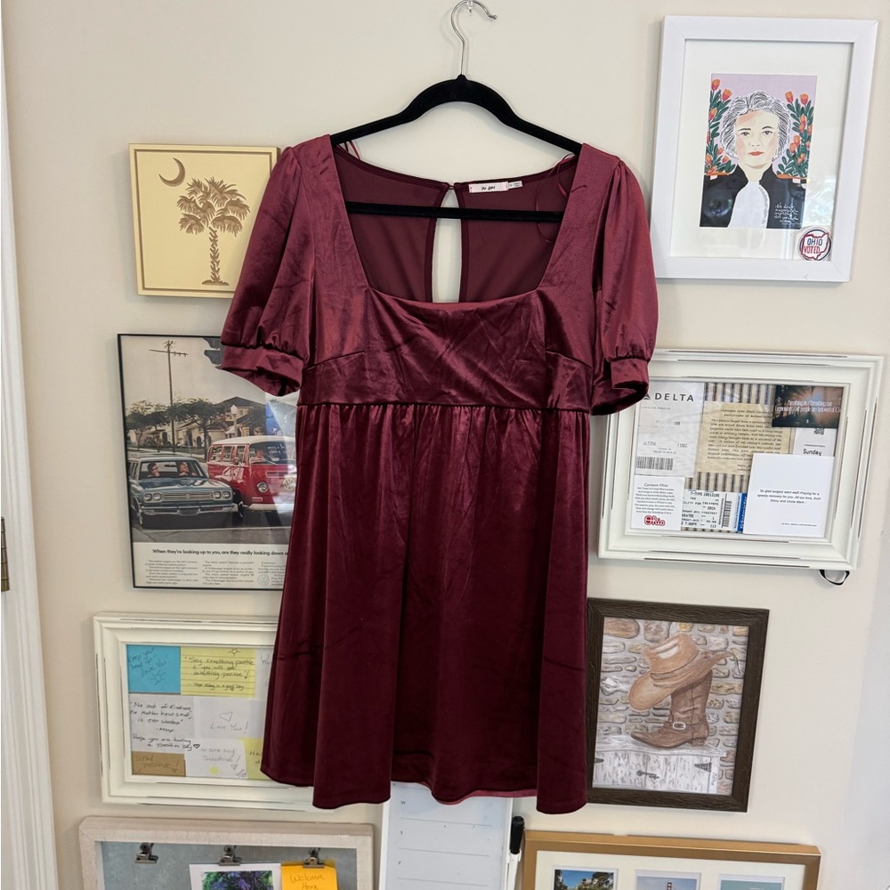 Miami Deep Red Velvet Dress with Stylish Cutout Medium